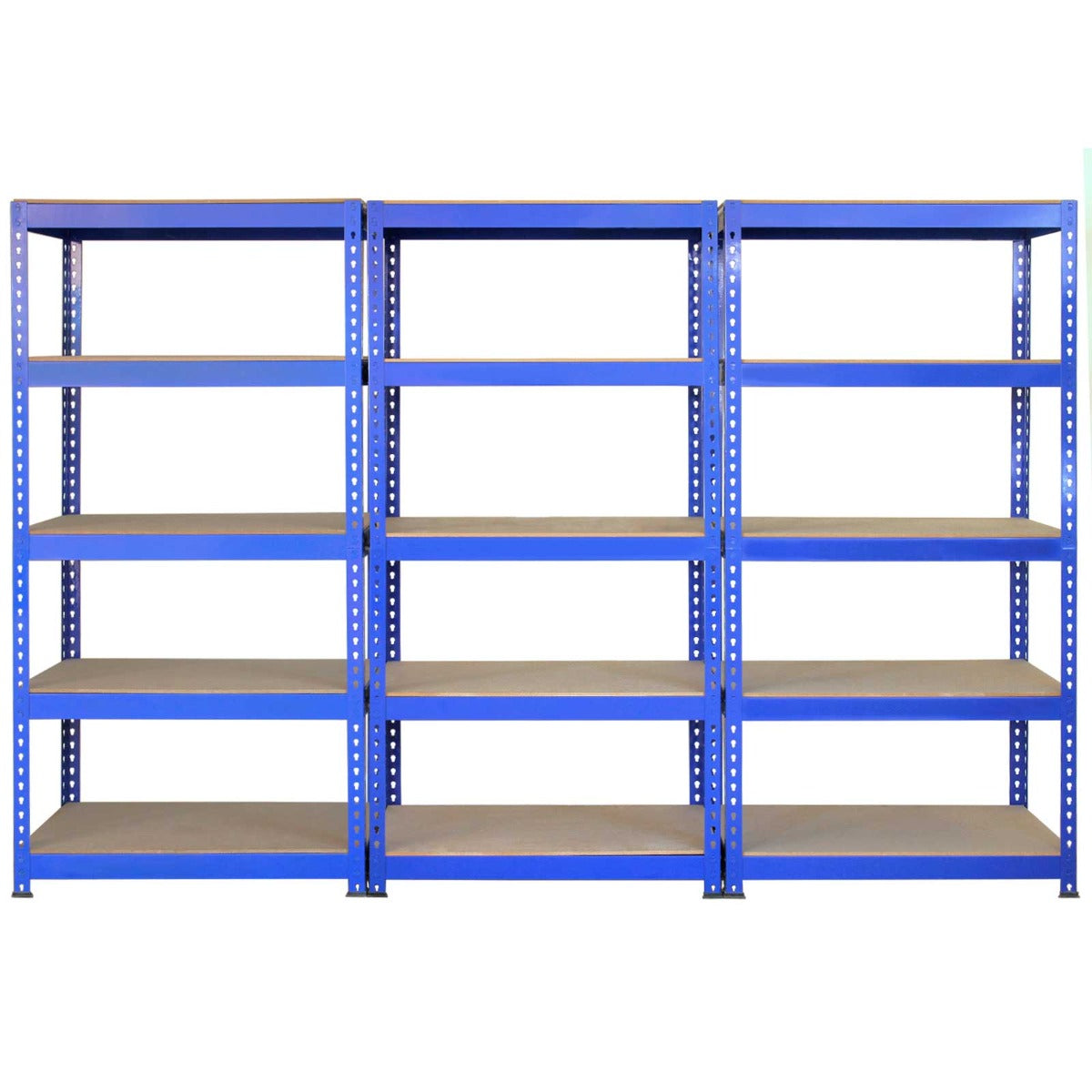 Scaffale da garage ad incastro Q-Rax blu, 90cm x 50cm, composto da 3 pezzi con ripiani robusti e struttura metallica resistente