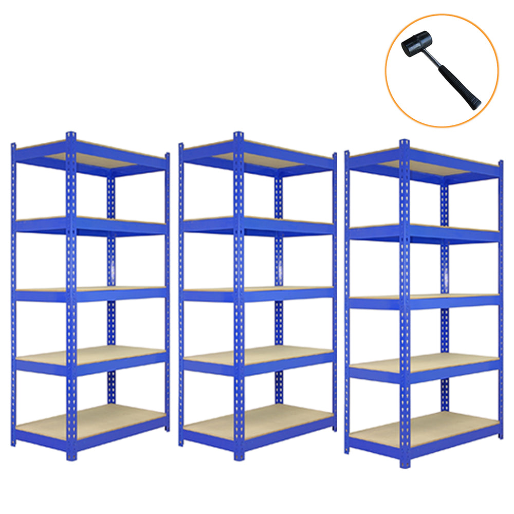 Scaffale da Garage ad Incastro Q-Rax - Blu - 120cm x 50cm - 3 Pezzi con Martello
