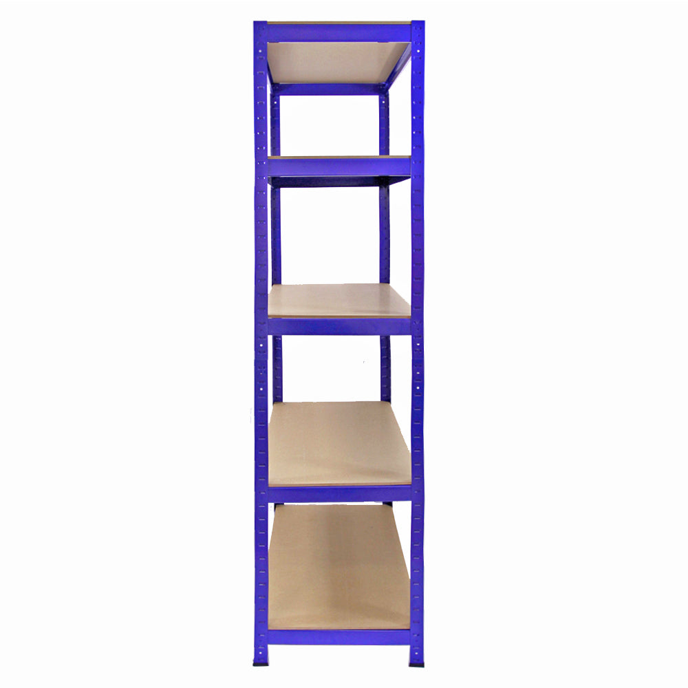 Scaffale da garage blu ad incastro T-Rax, 90cm x 45cm, con cinque ripiani in metallo e connettori per una facile assemblaggio