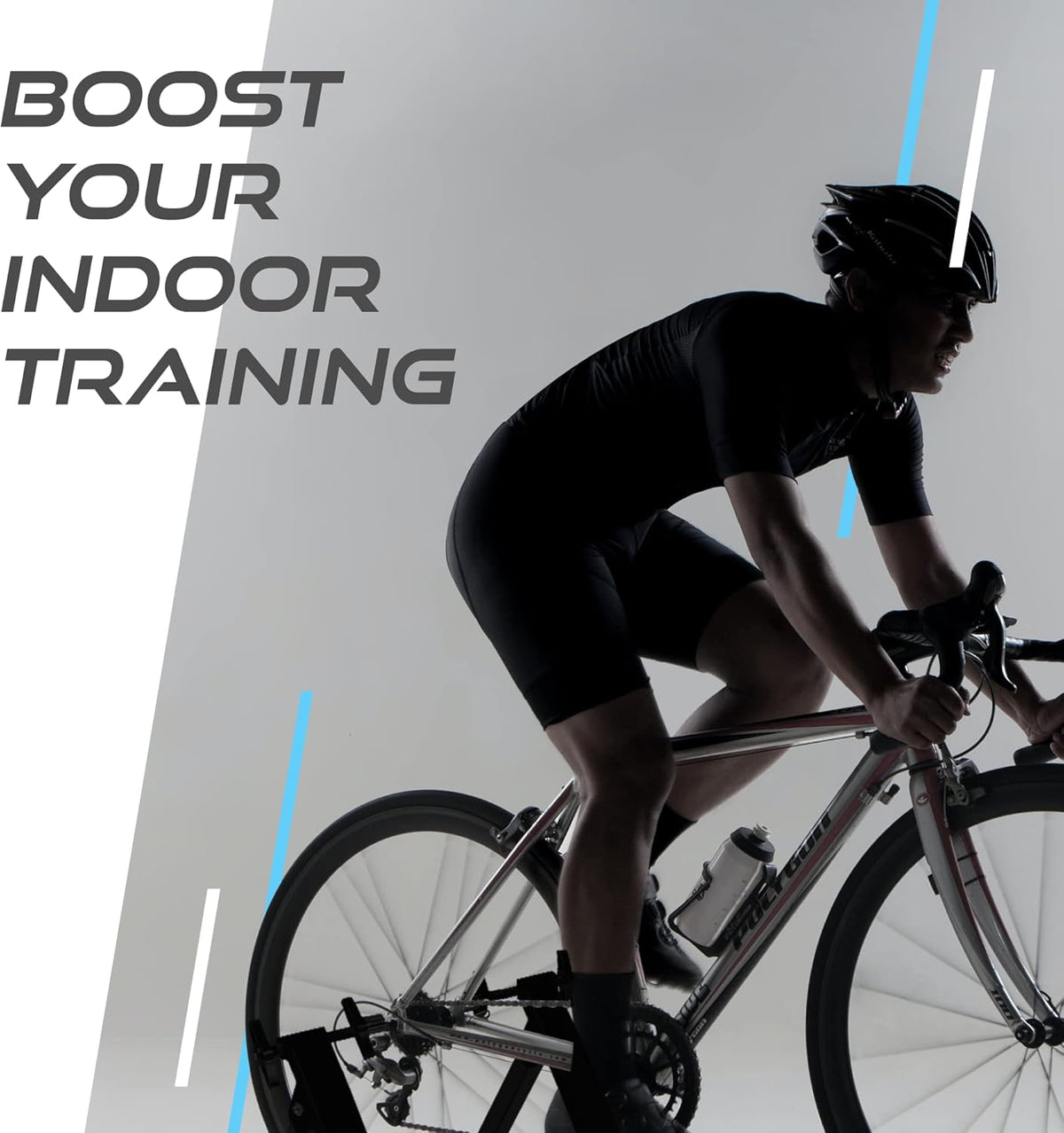 Rullo Fluido Velo Pro Nero, design elegante e moderno, con finitura nera opaca, ideale per allenamenti indoor su bici da corsa