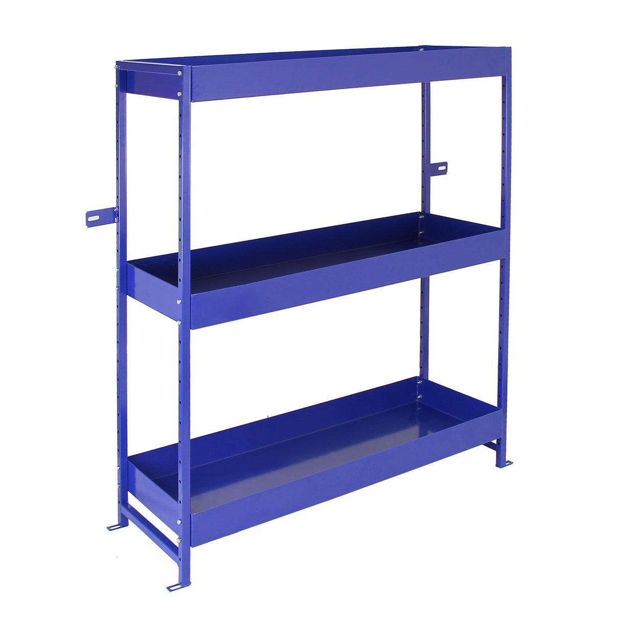 Scaffalatura Lightning Blu in acciaio inox, con tre ripiani ampi e robusti, finitura liscia e colore blu vivace, ideale per furgoni