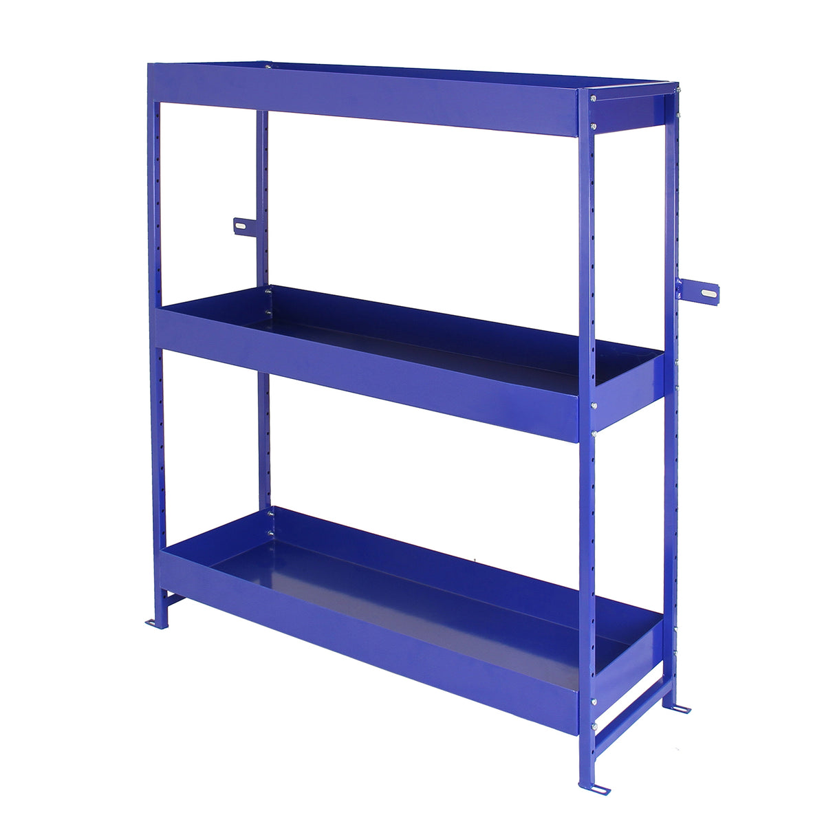 Scaffalatura Lightning Blu in acciaio inox, con tre ripiani ampi e robusti, finitura liscia e resistente, ideale per furgoni