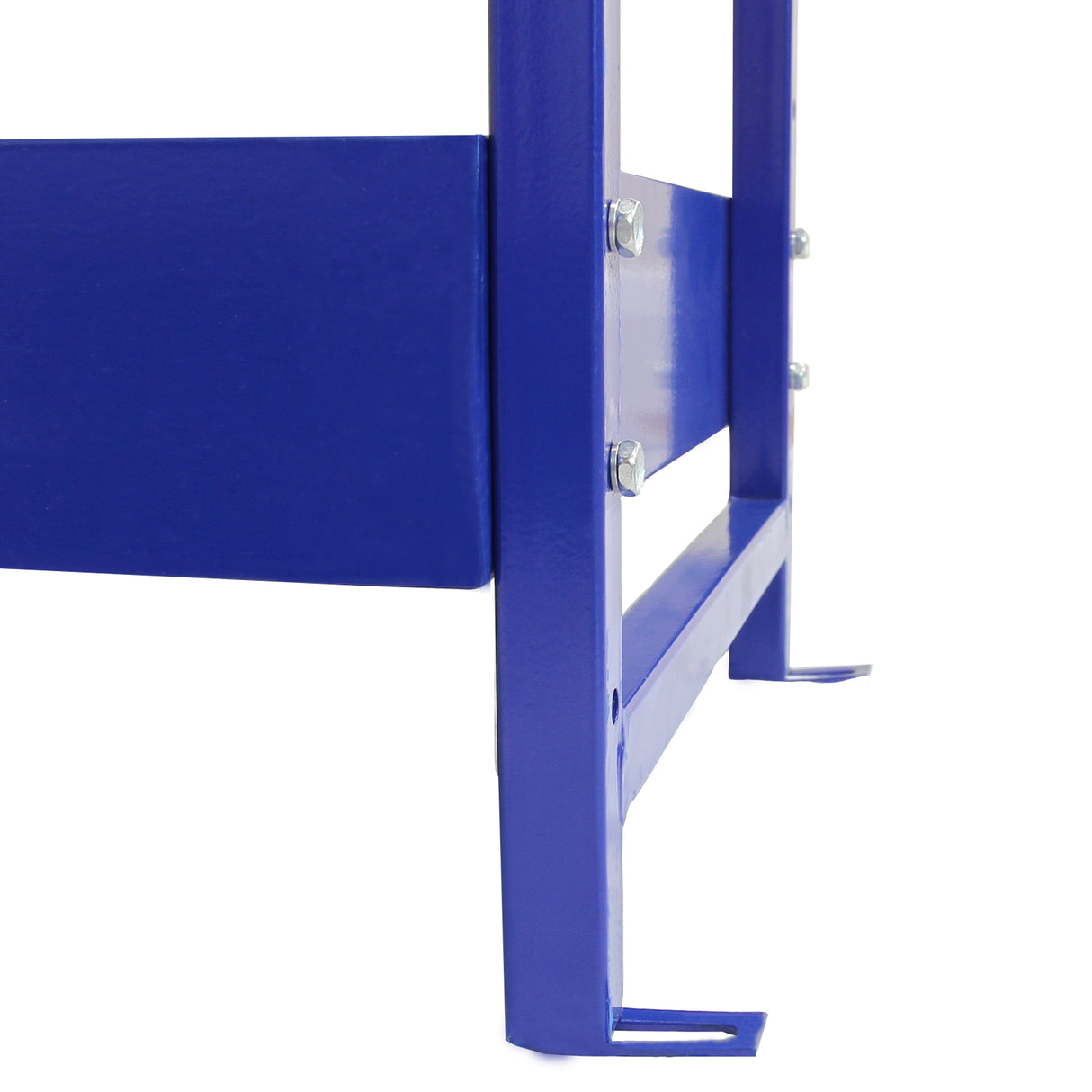 Scaffalatura Lightning Blu in acciaio inox, con tre ripiani, finitura liscia e resistente, supporti robusti e colore blu vivace