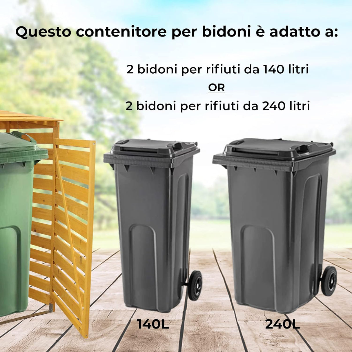 Doppio Copribidone della Spazzatura in Legno