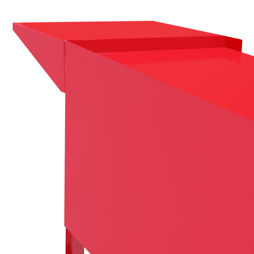 Carrello per macchina per popcorn KuKoo, design moderno e brillante, finitura rossa lucida, struttura in metallo resistente e linee pulite
