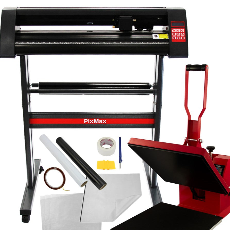 Plotter da Taglio Vinile 72cm & Pressa a Caldo per Sublimazione su Magliette PixMax