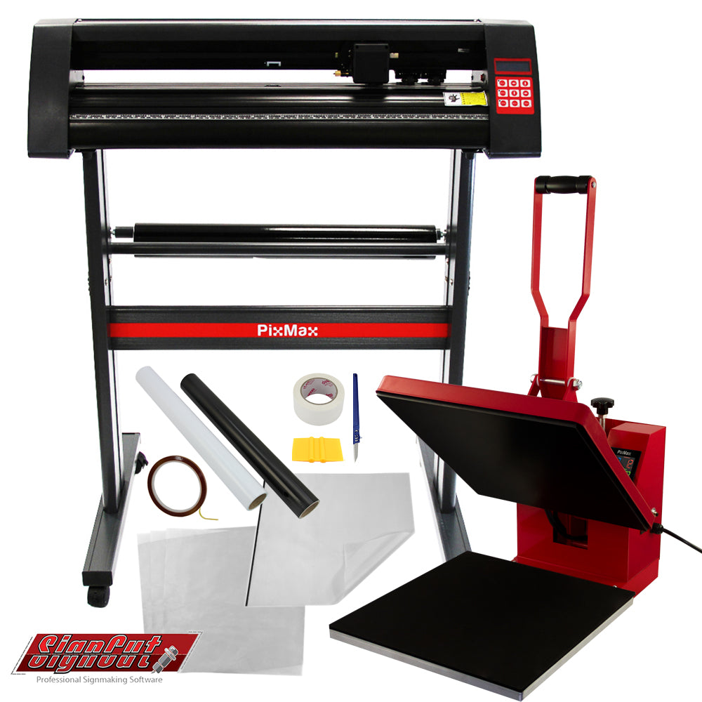 Plotter da Taglio Vinile 72cm & Pressa a Caldo per Sublimazione su Magliette PixMax