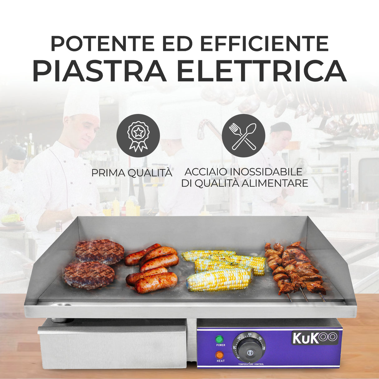 Piastra Elettrica da Cucina in Acciaio Inossidabile KuKoo - 50cm