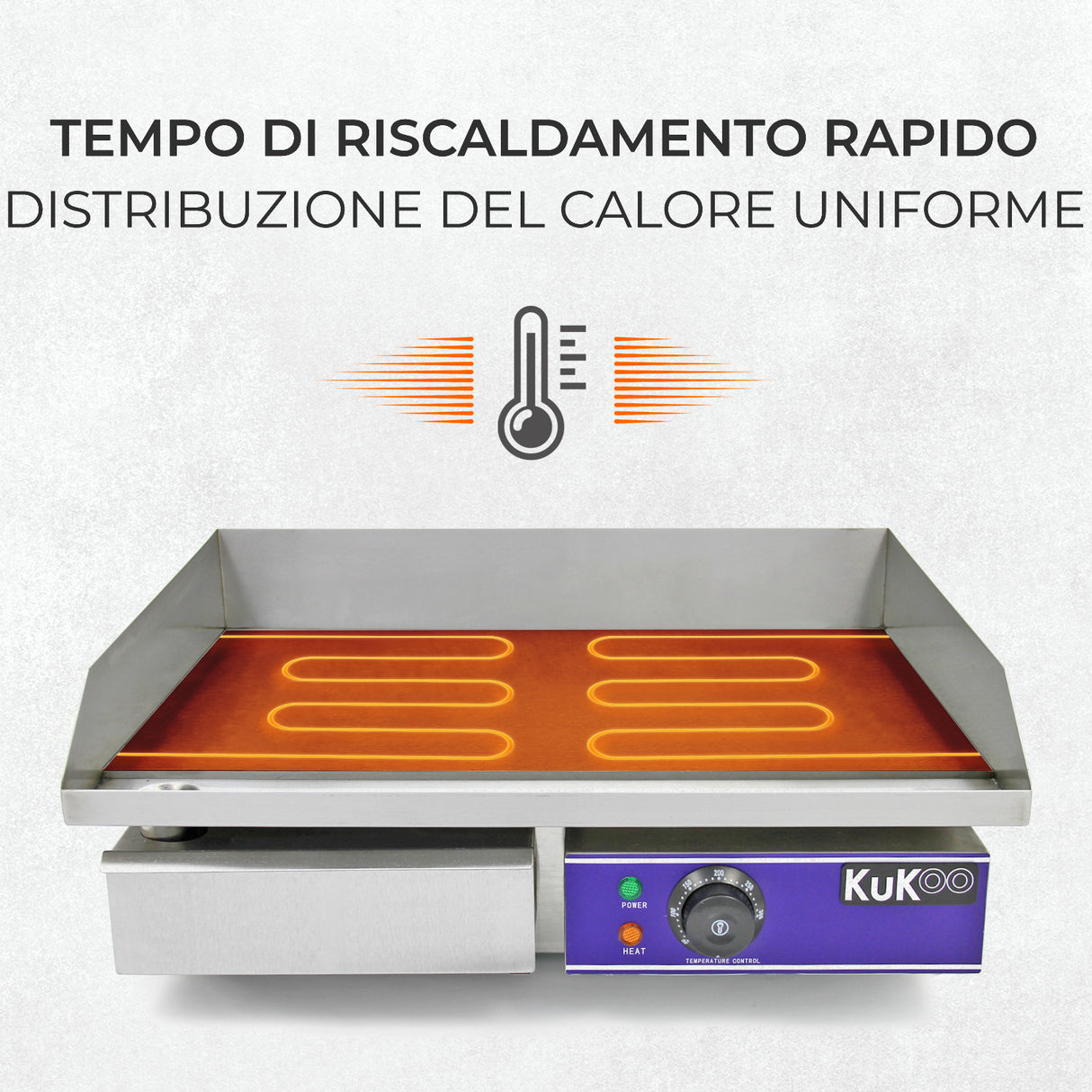 Piastra Elettrica da Cucina in Acciaio Inossidabile KuKoo - 50cm