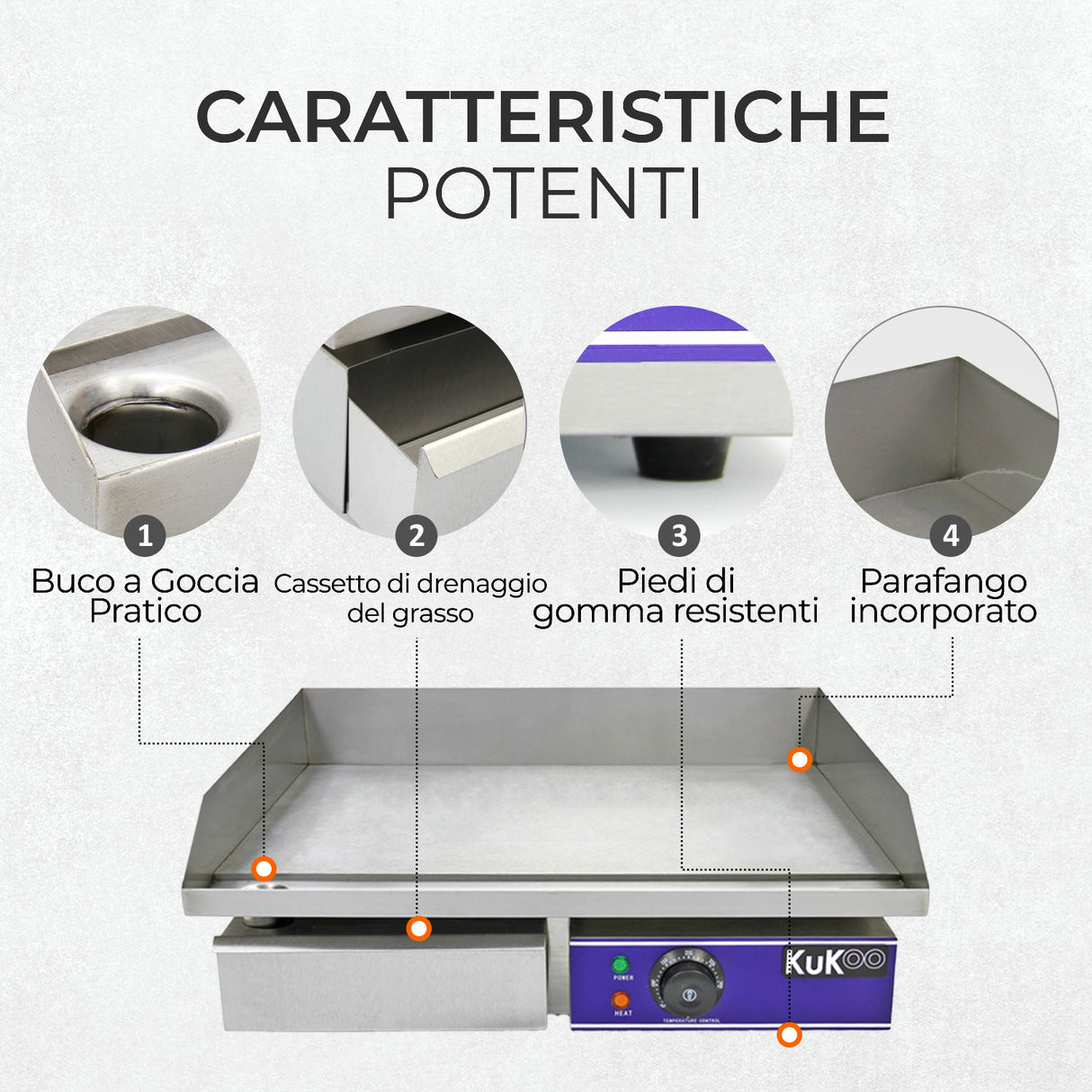 Piastra Elettrica da Cucina in Acciaio Inossidabile KuKoo - 50cm