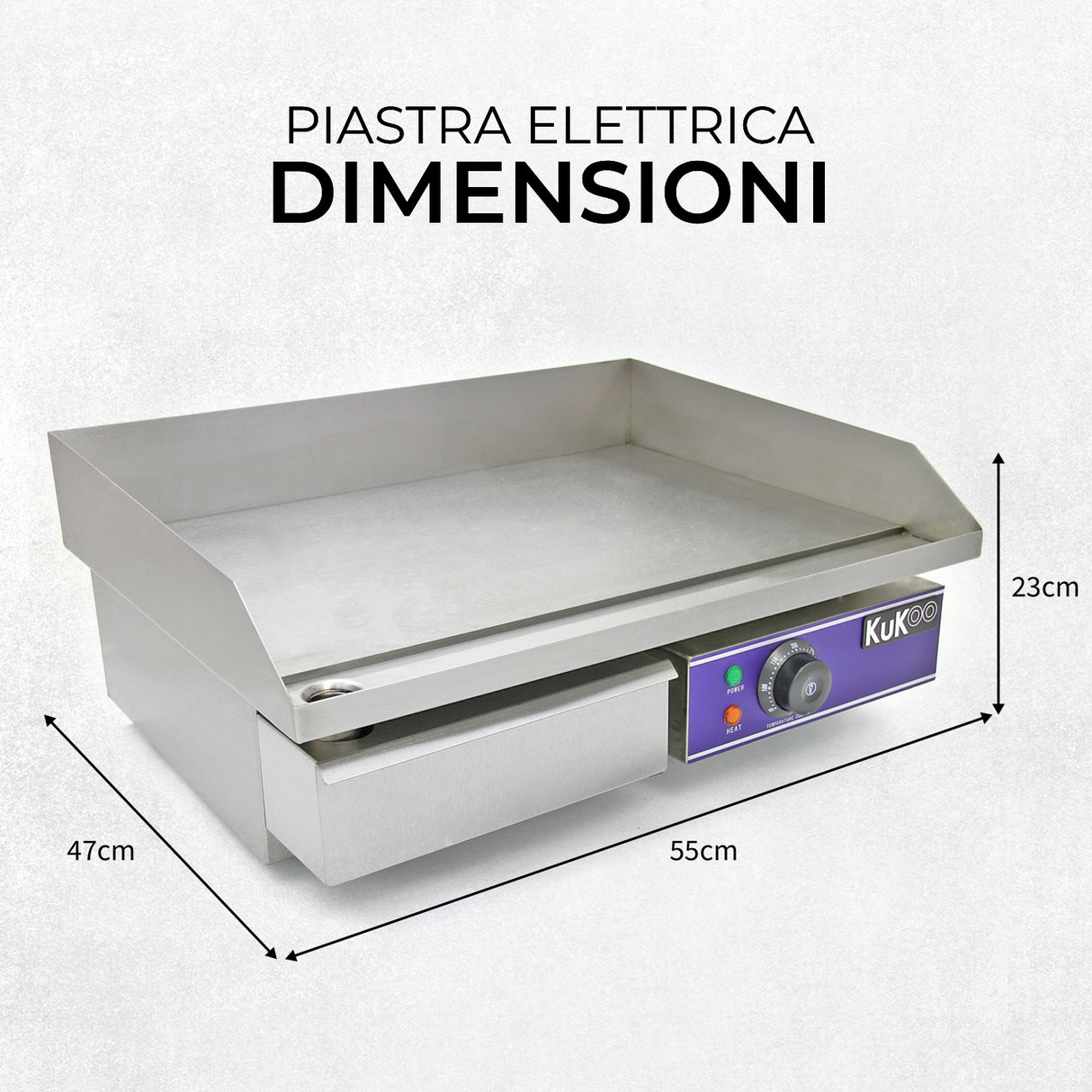 Piastra Elettrica da Cucina in Acciaio Inossidabile KuKoo - 50cm