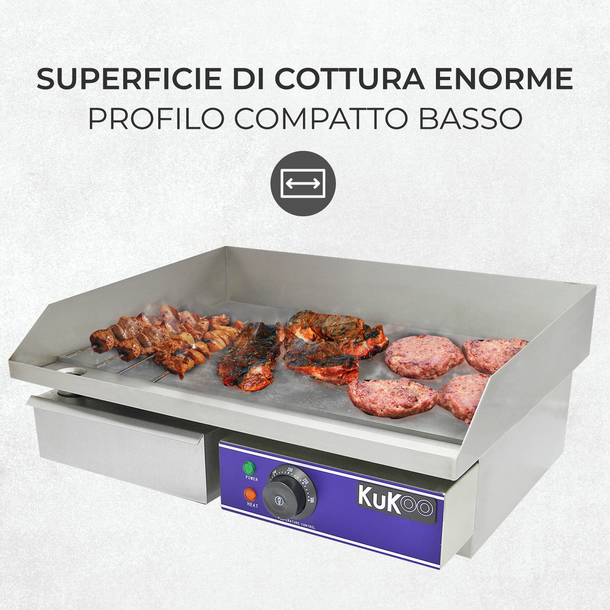 Piastra Elettrica da Cucina in Acciaio Inossidabile KuKoo - 50cm