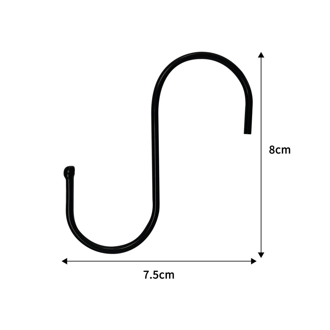 Ganci sospesi in acciaio a forma di S - Nero x 8