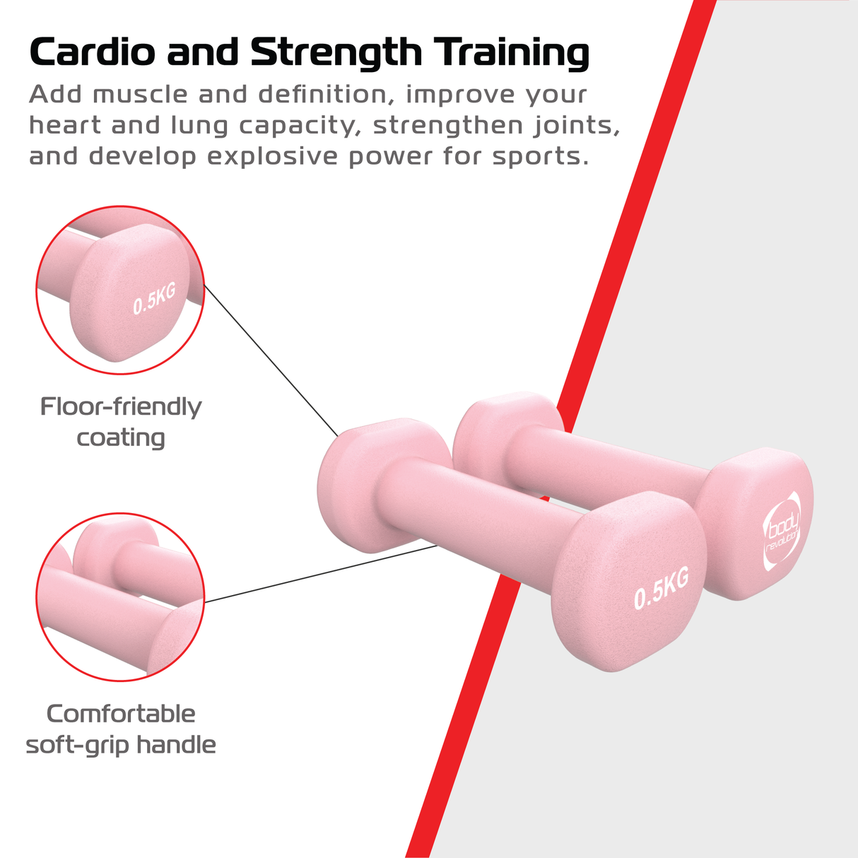 2 Manubri in Neoprene da 0,5 kg