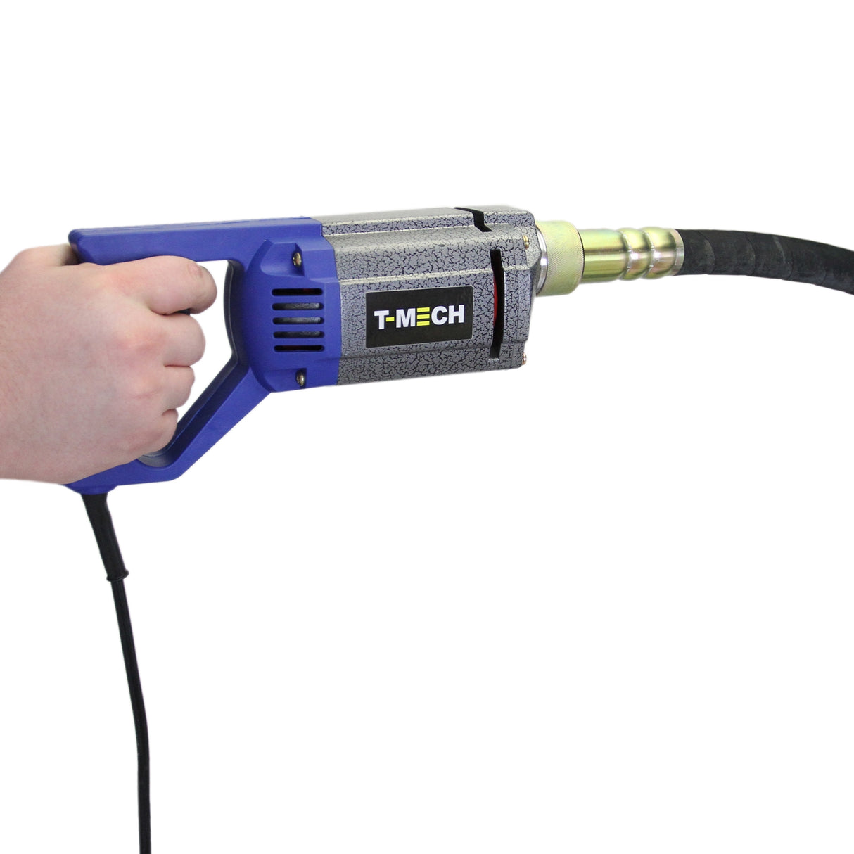 Carotatrice per cemento professionale con impugnatura ergonomica blu e corpo metallico, ideale per forare calcestruzzo e muratura