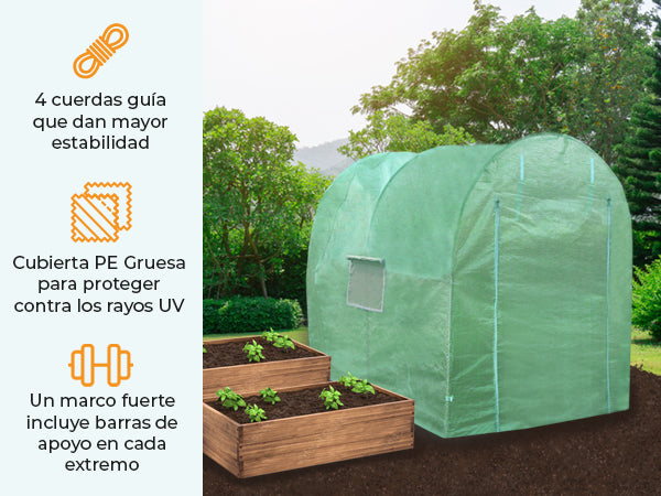 Serra da giardino a tunnel verde, 19mm, 2.5m x 2m, con copertura PE spessa, finestrella e struttura robusta per stabilità e protezione