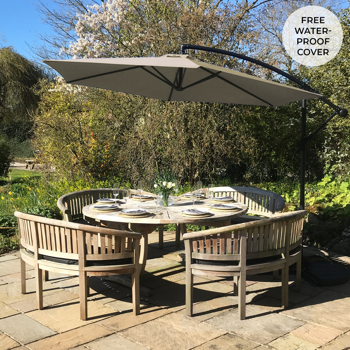 Ombrellone da Giardino a Sbalzo Monstershop - Beige