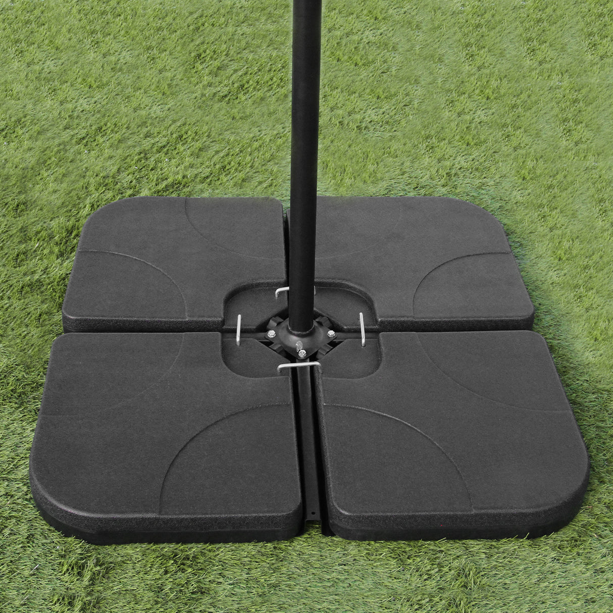 Ombrellone da Giardino Monstershop con Base Zavorra Quadrata - Nero