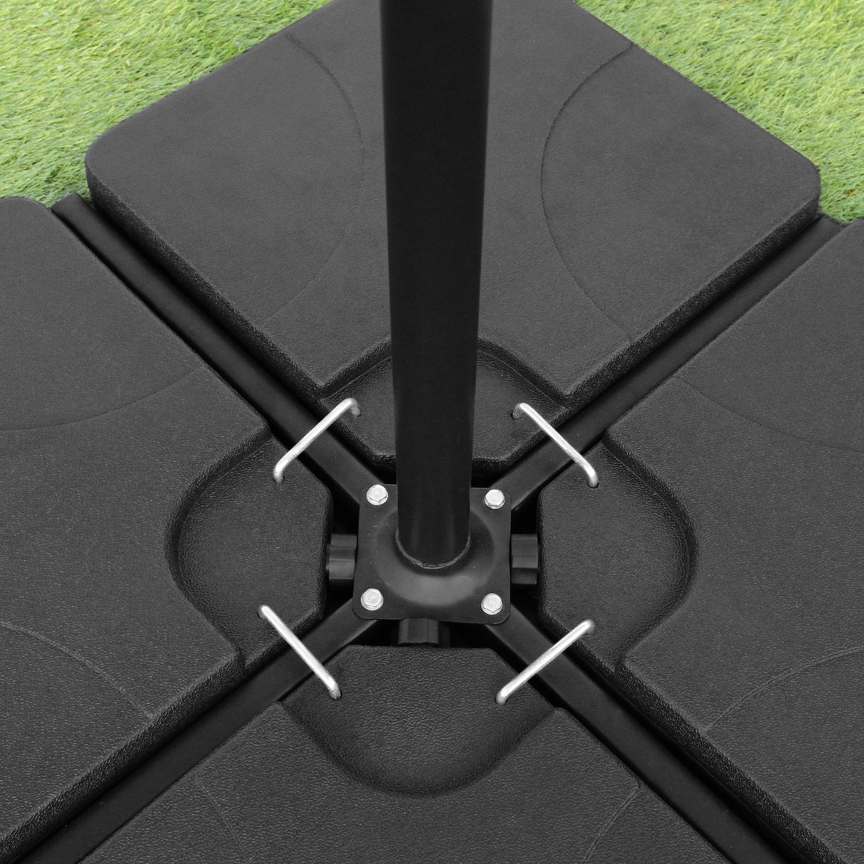 Ombrellone da Giardino Monstershop con Base Zavorra Quadrata - Nero