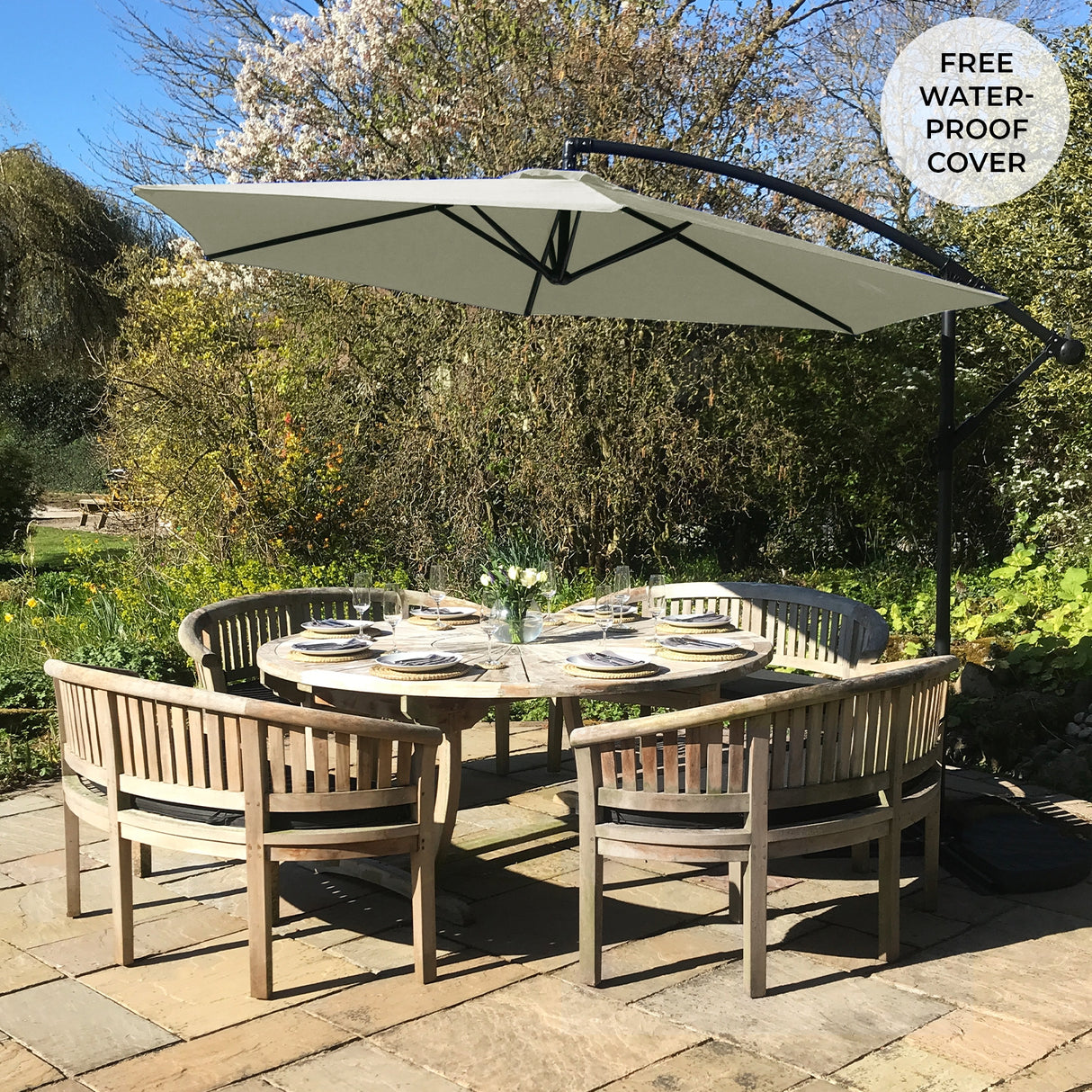 Ombrellone da Giardino a Sbalzo Monstershop - Crema