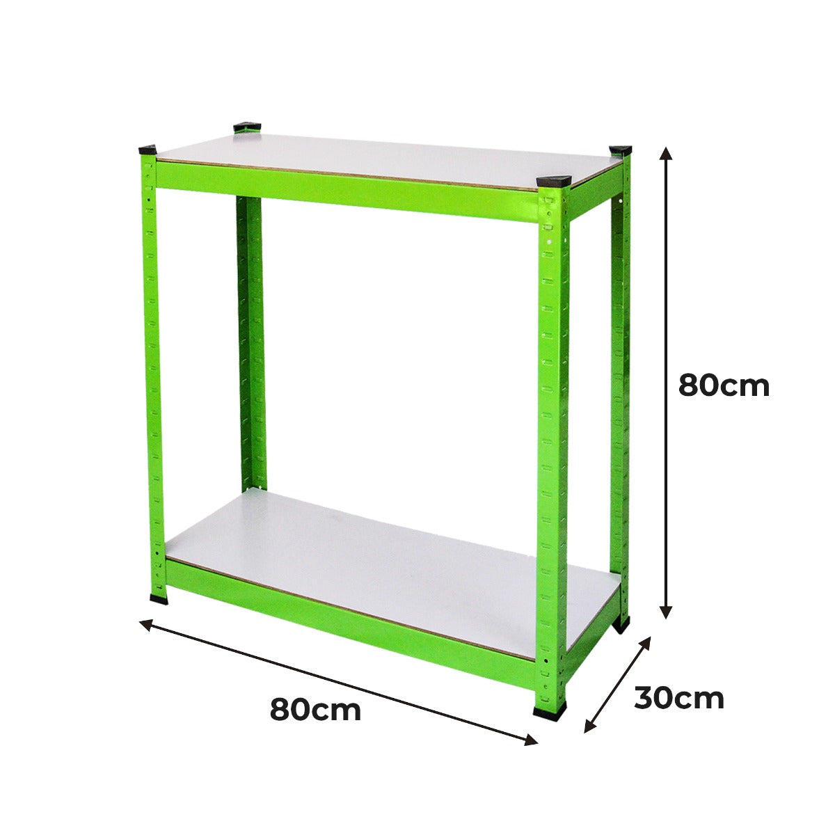Scaffale verde brillante con piano bianco, dimensioni 80cm x 30cm x 80cm, ideale per organizzare spazi in serra da giardino