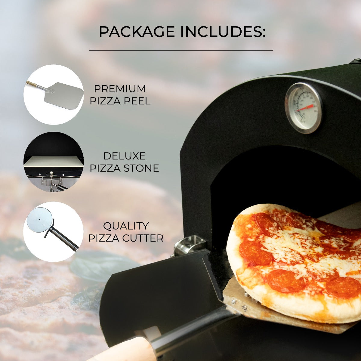 Forno Multifunzione KuKoo per Pizza, Carne e Pesce in Acciaio Con Pala per Pizza e Cutter