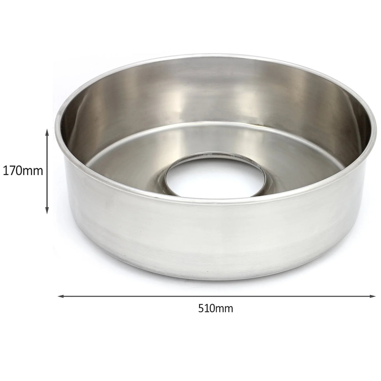 Ciotola in acciaio inox lucido, rotonda, con diametro di 51 cm e altezza di 17 cm, ideale per preparare zucchero filato
