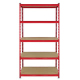 5 Scaffali Z-Rax In Acciaio Senza Bulloni Rossi 90cm