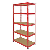 5 Scaffali Z-Rax In Acciaio Senza Bulloni Rossi 90cm