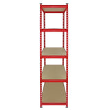 5 Scaffali Z-Rax In Acciaio Senza Bulloni Rossi 90cm