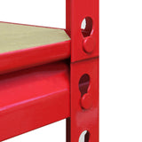 5 Scaffali Z-Rax In Acciaio Senza Bulloni Rossi 90cm
