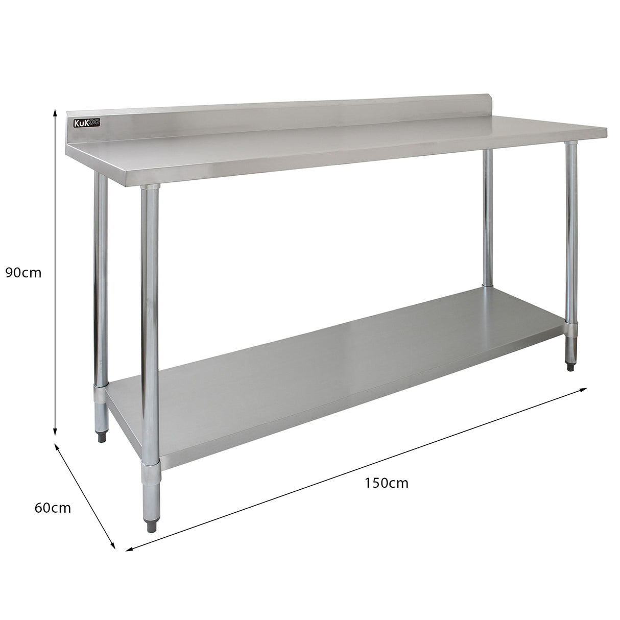 Set Tavolo e Ripiano da Cucina Ristorante KuKoo, Mensola Doppia - 150cm