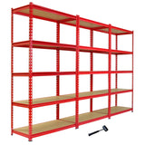 3 Scaffali Z-Rax In Acciaio Senza Bulloni Rossi 90cm