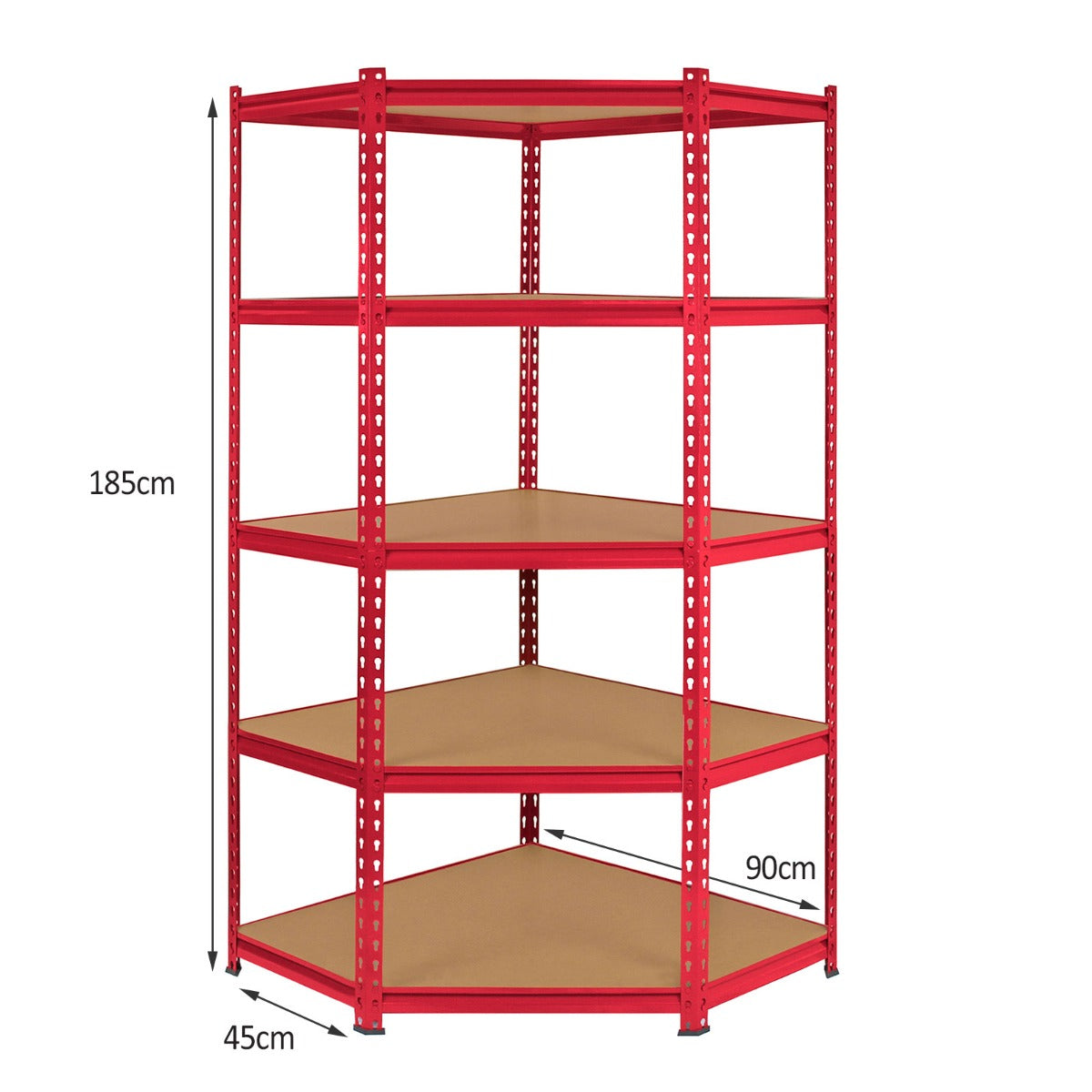 1 Scaffale Ad Angolo & 4 Scaffali Z-Rax In Acciaio Senza Bulloni Rossi 90cm