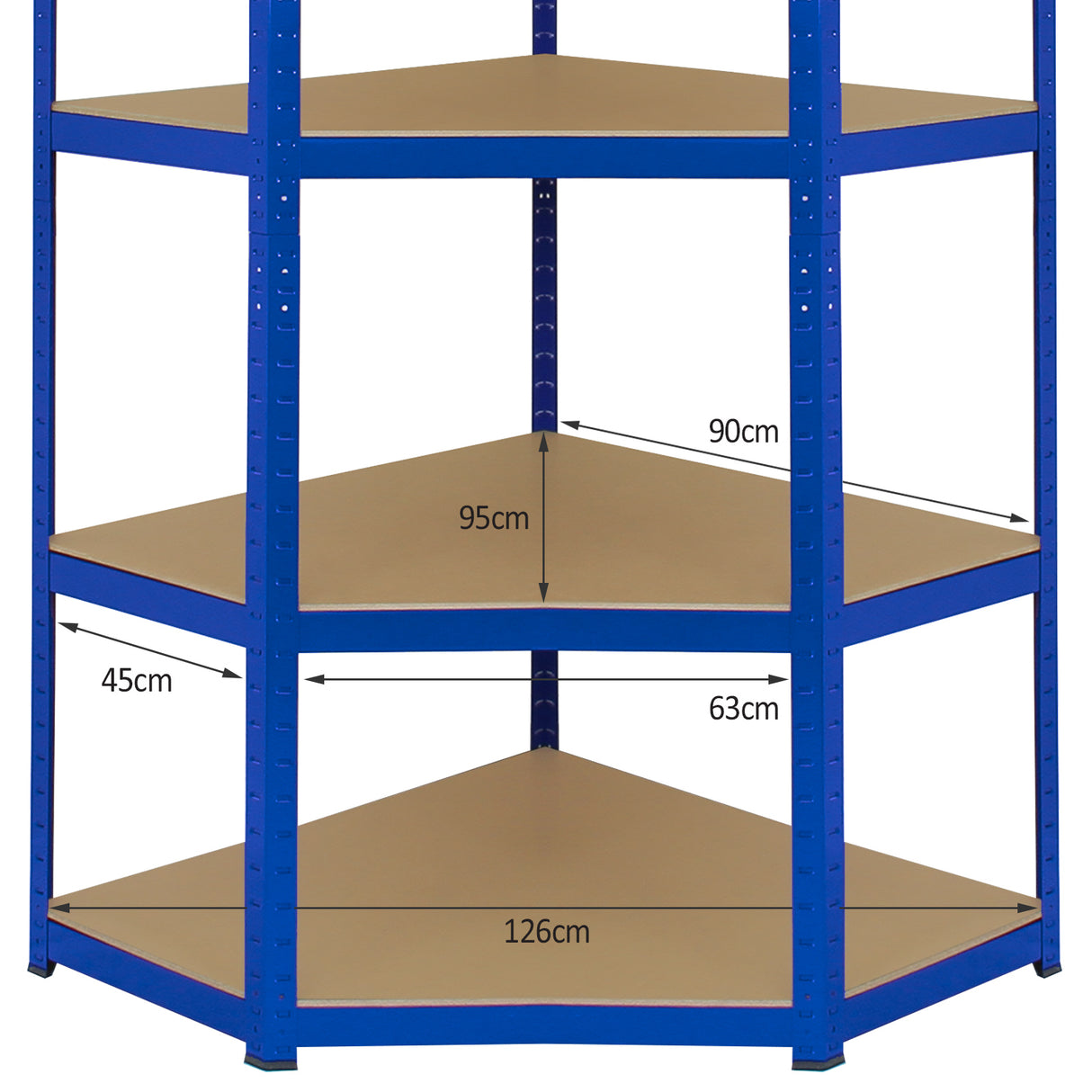 Scaffale Ad Angolo T-Rax In Acciaio Senza Bulloni Blu 90cm