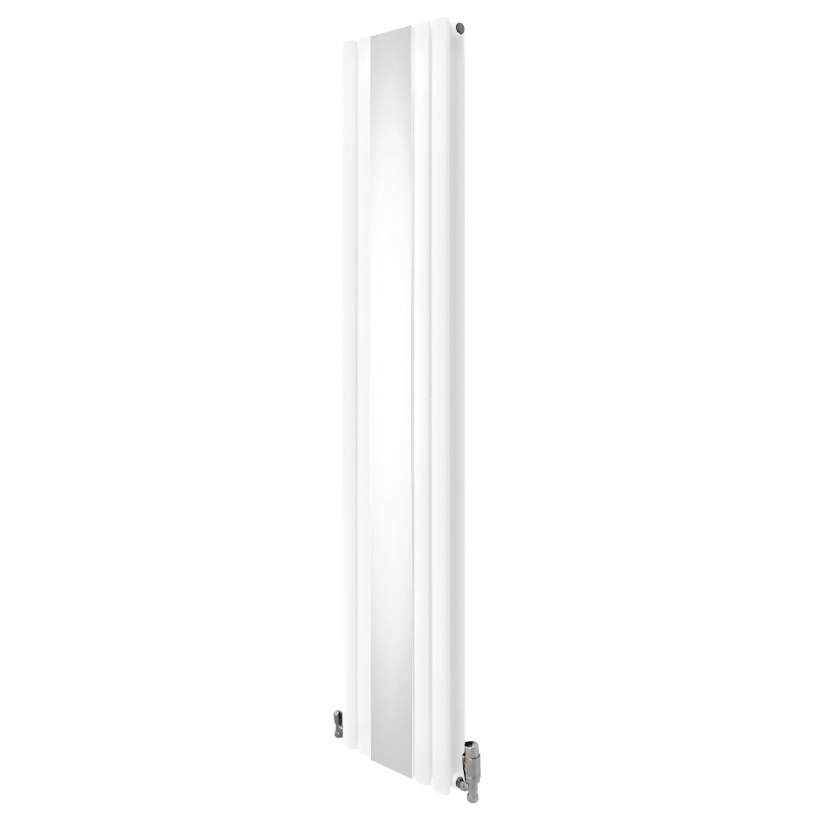 Radiatore e Valvole Cromate a Specchio Pannelli Ovali - 1800mm x 380mm - Bianco