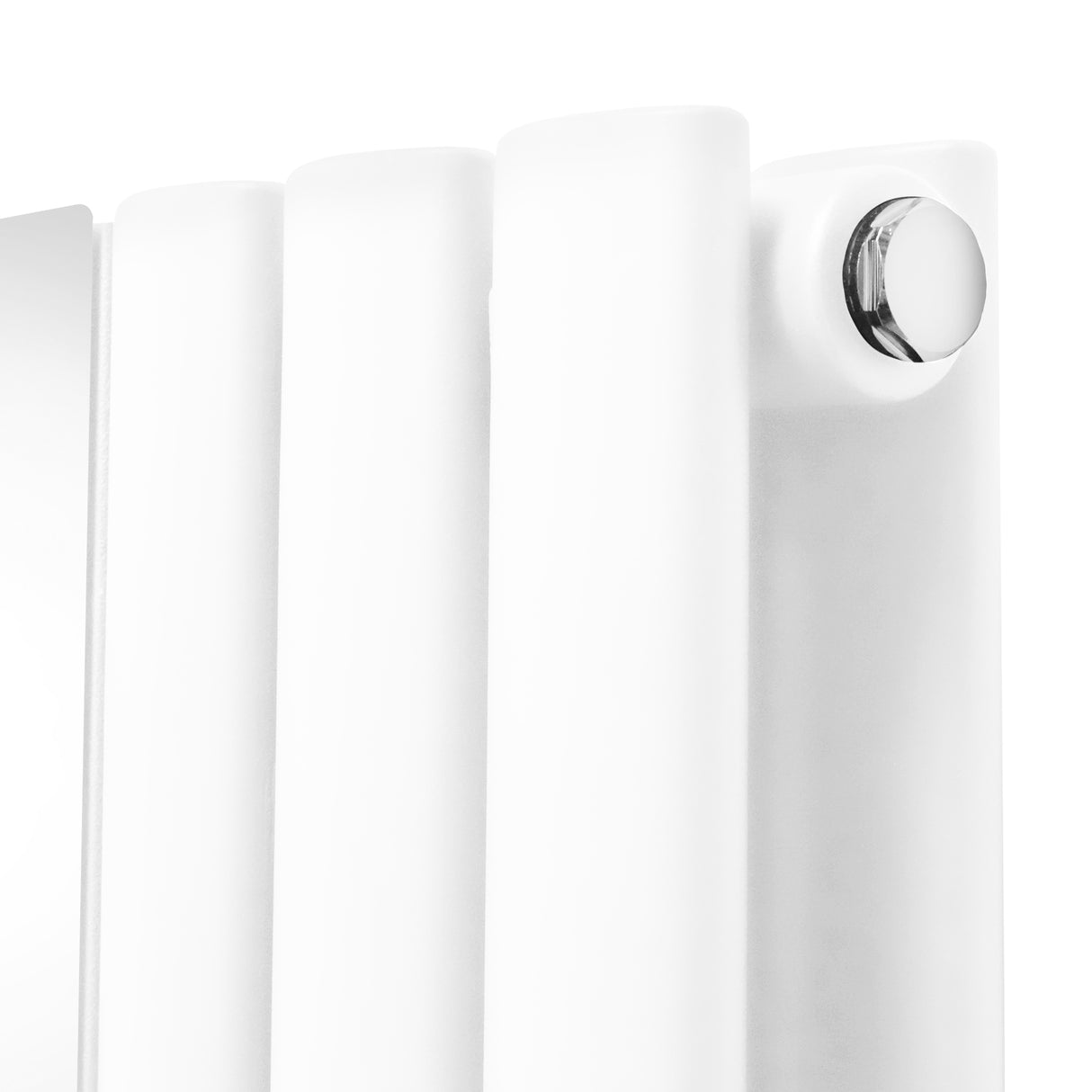 Radiatore e Valvole Cromate a Specchio Pannelli Ovali - 1800mm x 380mm - Bianco