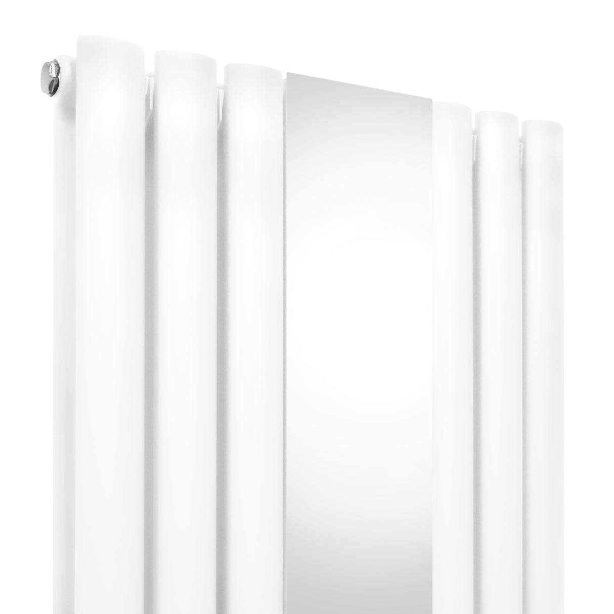 Radiatore e Valvole Cromate a Specchio Pannelli Ovali - 1800mm x 380mm - Bianco