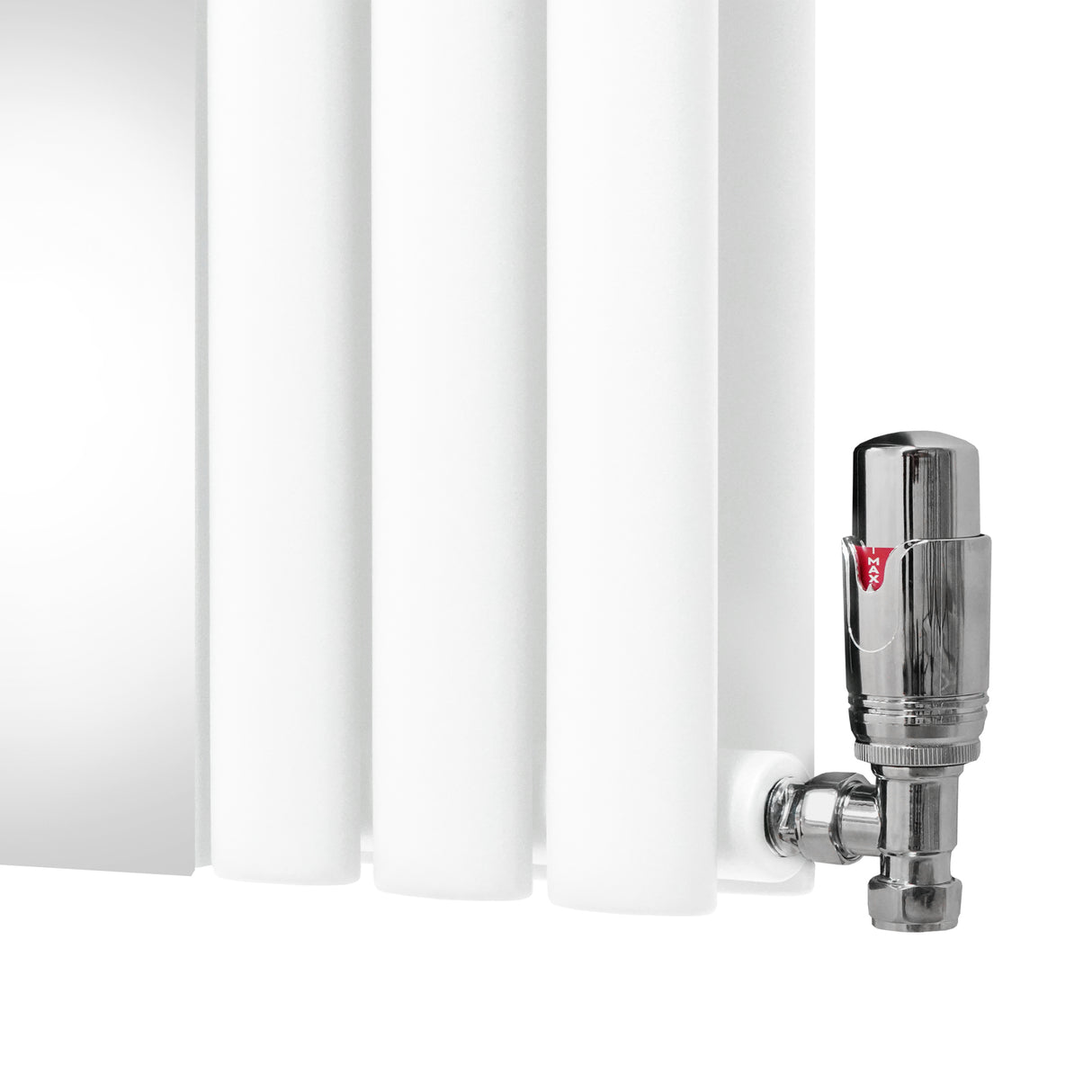 Radiatore e Valvole Cromate a Specchio Pannelli Ovali - 1800mm x 380mm - Bianco