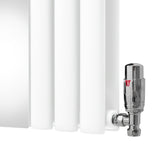 Radiatore e Valvole Cromate a Specchio Pannelli Ovali - 1800mm x 380mm - Bianco