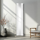 Radiatore e Valvole Cromate a Specchio Pannelli Ovali - 1800mm x 380mm - Bianco