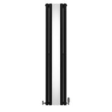 Radiatore e Valvole Cromate a Specchio Pannelli Ovali - 1800mm x 380mm - Nero