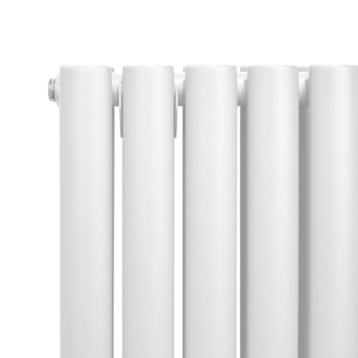 Radiatore a colonna ovale e valvole cromate TRV - 600 mm x 600 mm - Bianco