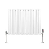 Radiatore a colonna ovale e valvole cromate TRV - 600 mm x 780mm - Bianco