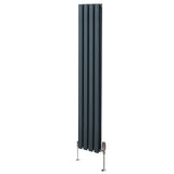 Radiatore a colonna ovale e valvole cromate TRV - 1600mm x 240mm - Grigio Antracite