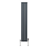 Radiatore a colonna ovale e valvole cromate TRV - 1600mm x 240mm - Grigio Antracite