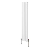 Radiatore a colonna ovale e valvole cromate TRV - 1600mm x 240mm - Bianco