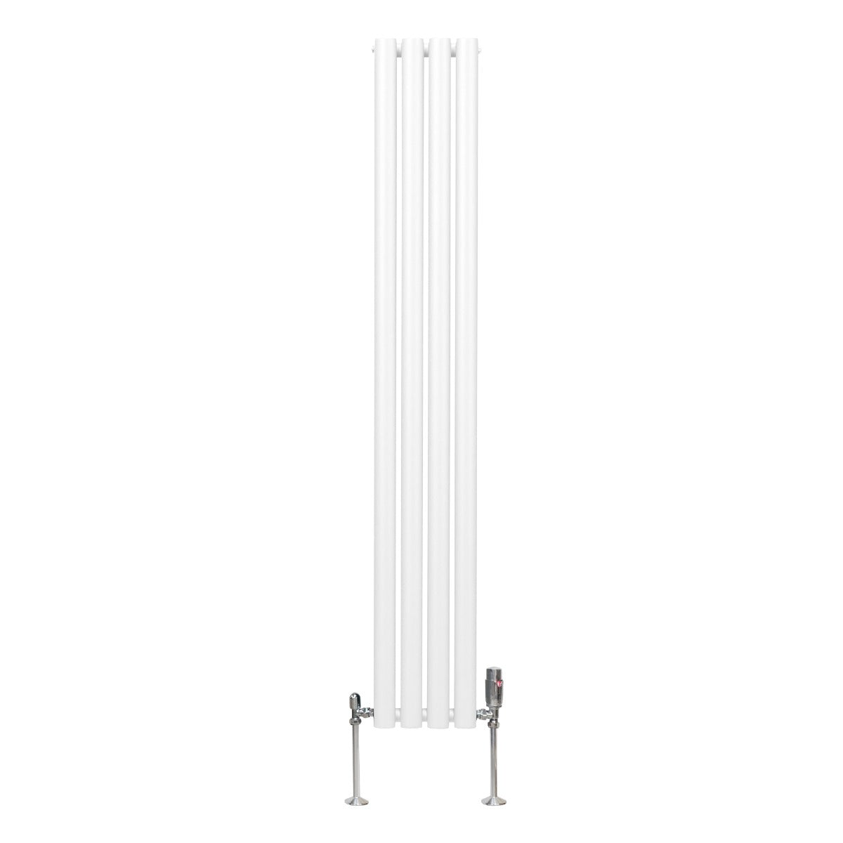 Radiatore a colonna ovale e valvole cromate TRV - 1600mm x 240mm - Bianco