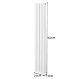 Radiatore a colonna ovale e valvole cromate TRV - 1600mm x 240mm - Bianco