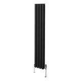 Radiatore a colonna ovale e valvole cromate TRV - 1600mm x 240mm - Nero